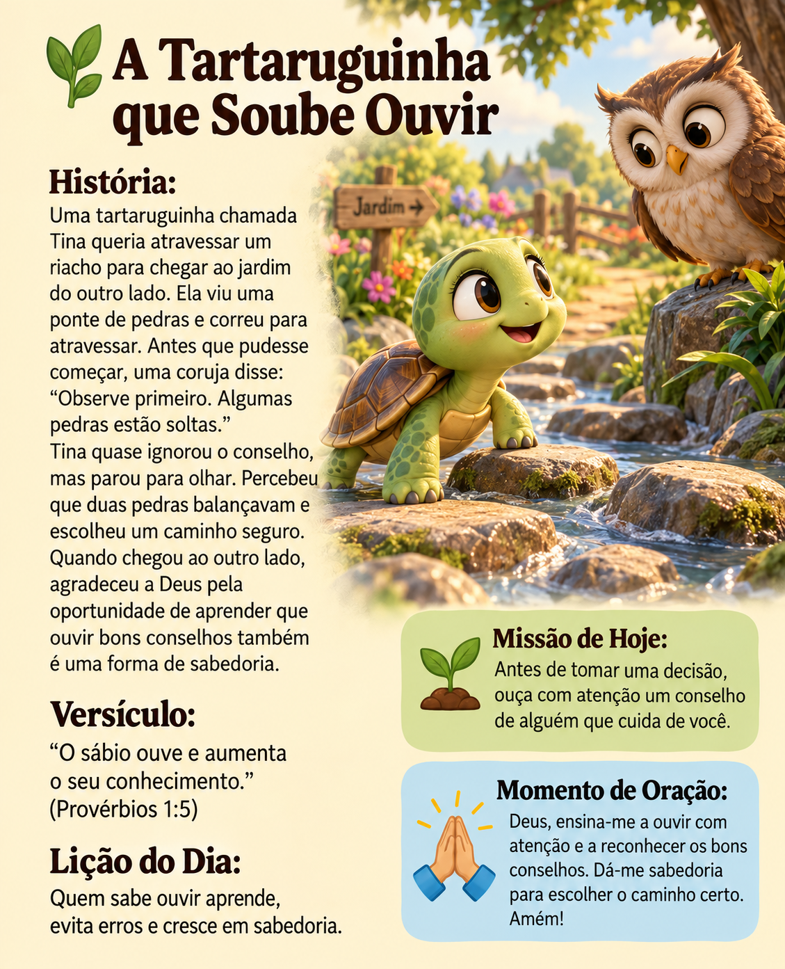 Página da história A Tartaruguinha que Soube Ouvir